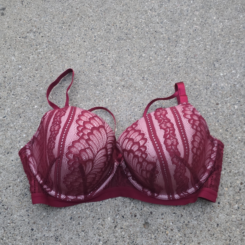 Adoreme Elegant Lace Burgundy Bra Women 38G
